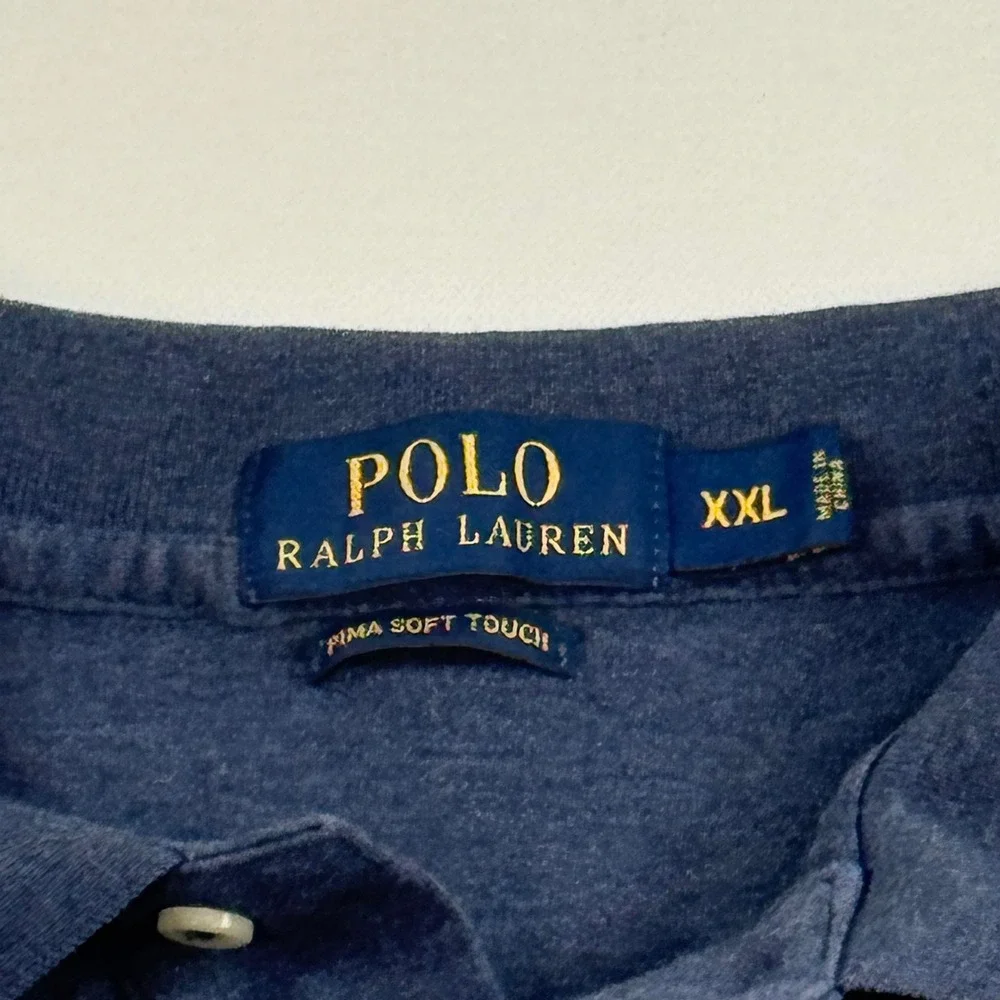 Polo Ralph Lauren Mens XXL Blue Pima Soft Touch Cotton Short Sleeve Polo Shirt